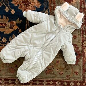 0-3m Cozy Cream Hooded Baby Snowsuit